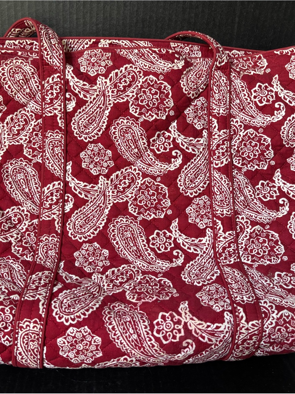Vera Bradley Maroon Paisley Quilted Tote with White OU Logo - Picture 2 of 3